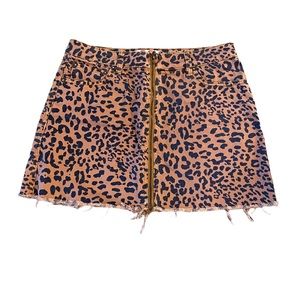 We the Free People leopard print denim miniskirt w/full front zipper NWOT